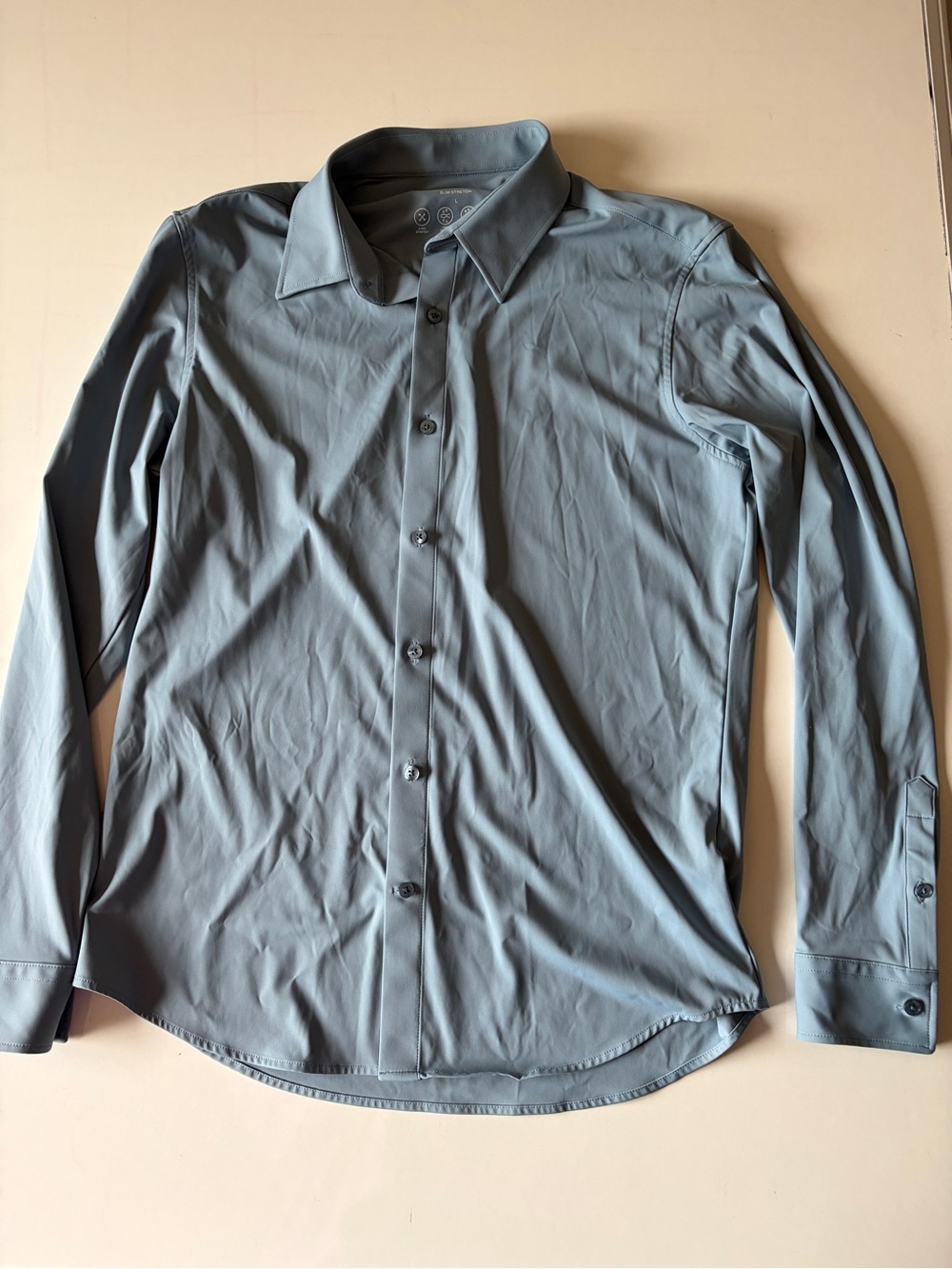 Politix slim stretch blue mens casual button down long sleeve shirt large